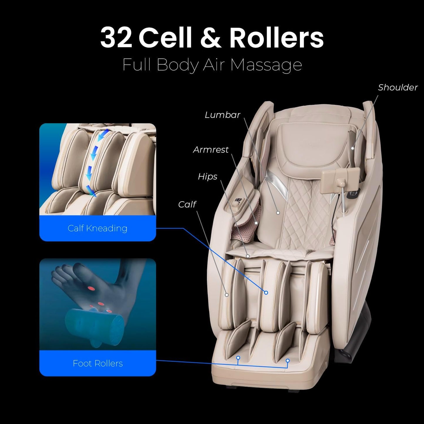 Osaki OS-3D Champ II | Brown Full Body Massage Chair | 3D Sl-Track Massage | Zero Gravity | Lumbar Heating | Touchscreen Controller | Auto Body Scan | Bluetooth Speaker