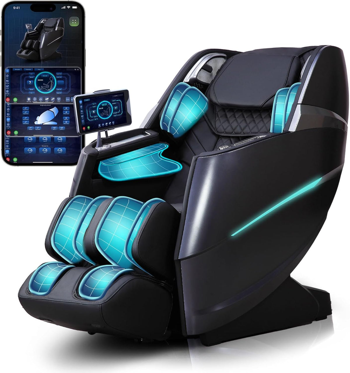 Massage Chair 4D Full Body Zero Gravity 55" Long Sl-Track,Black