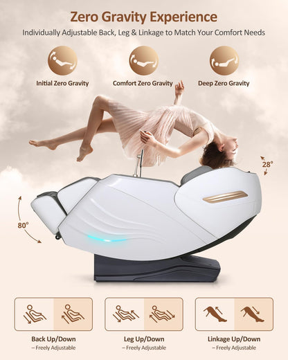 Massage Chair Full Body with Body Scan, Zero Gravity, Sl-Track, White