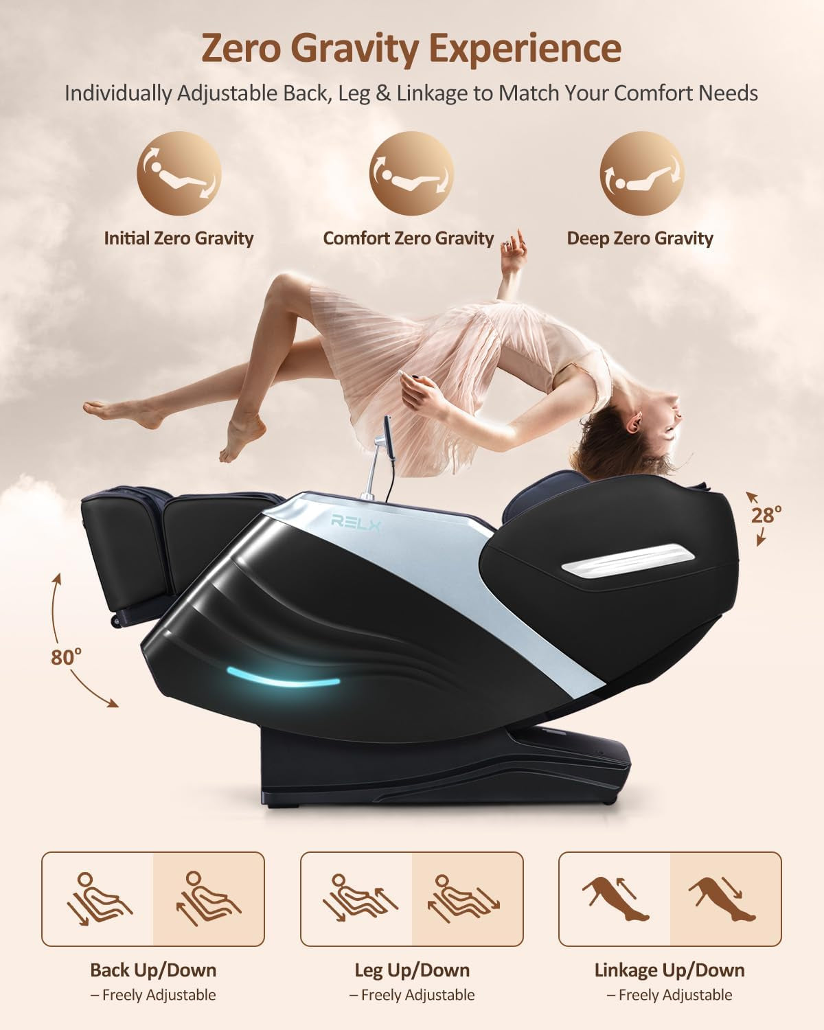 Massage Chair Full Body with Body Scan, Zero Gravity, Sl-Track, Black
