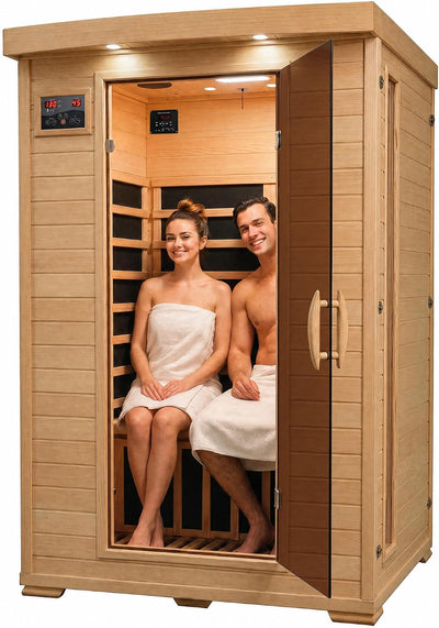 HeatWave Coronado Luxury 2-Person FAR Infrared Sauna | Canadian Hemlock | Chromotherapy | Oxygen Ionizer