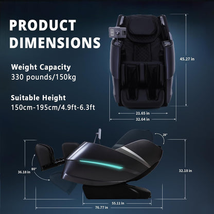 4D Massage Chair Full Body Zero Gravity Oversize Recliner with Body Scan
