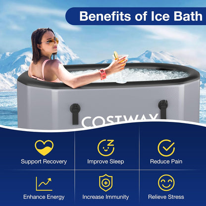 XL 129 Gal Oval Ice Bath Tub with Cover