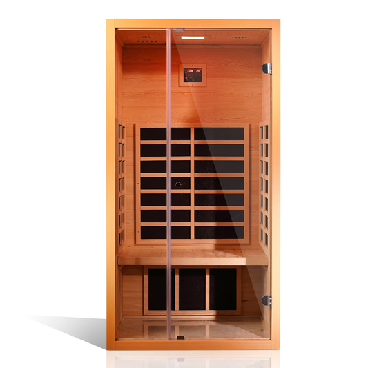 Vanity Art Extendable 1-Person FAR Infrared Sauna | Low EMF Carbon Heating | Bluetooth Audio | Solid Hemlock