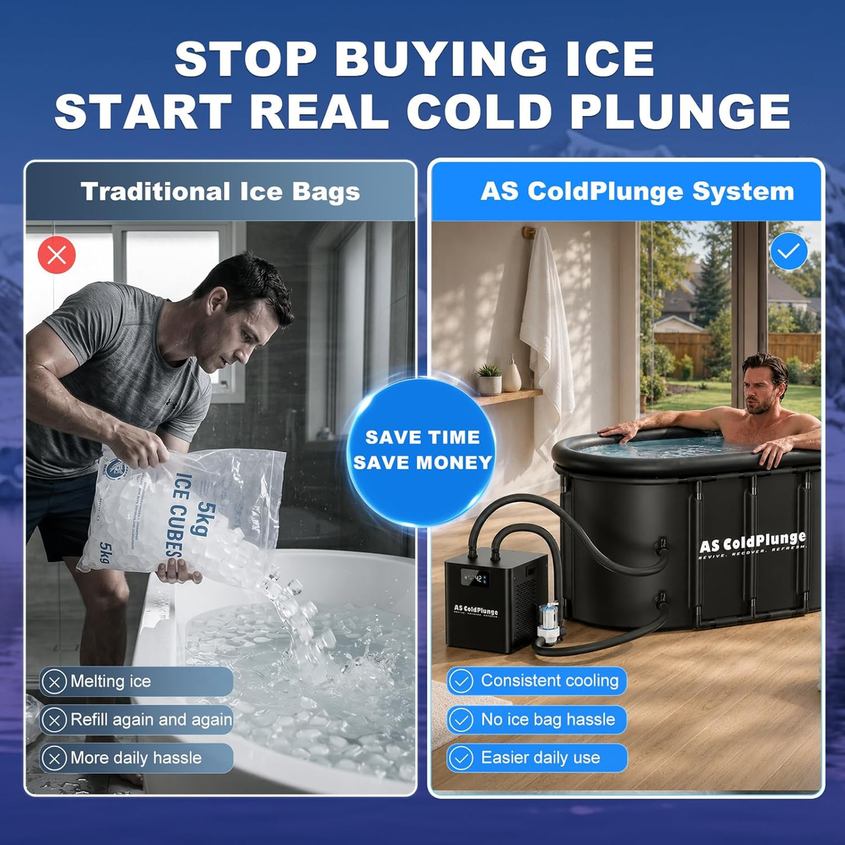 AS ColdPlunge Ice Pod XXL 148-Gallon Recovery System | 1/3 HP Chiller & Filtration Kit