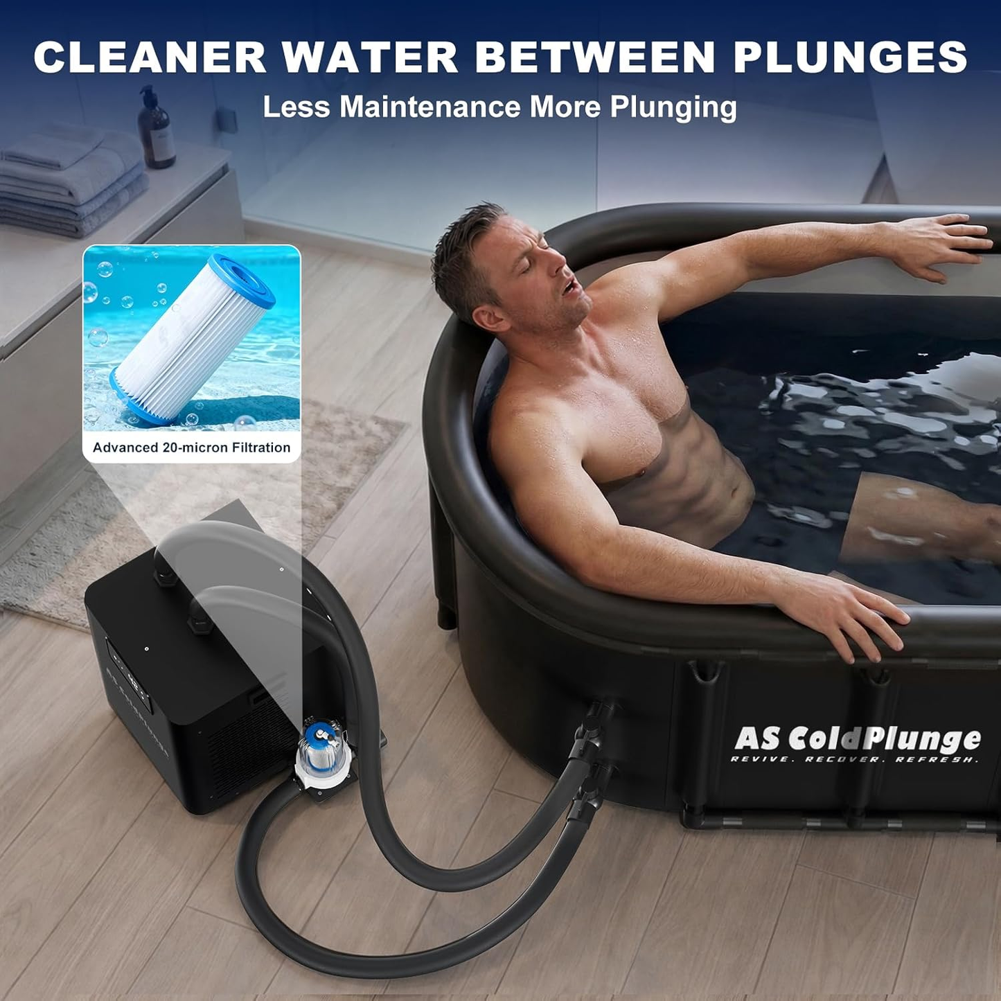 AS ColdPlunge Ice Pod XXL 148-Gallon Recovery System | 1/3 HP Chiller & Filtration Kit