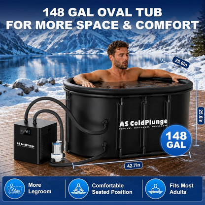 AS ColdPlunge Ice Pod XXL 148-Gallon Recovery System | 1/3 HP Chiller & Filtration Kit
