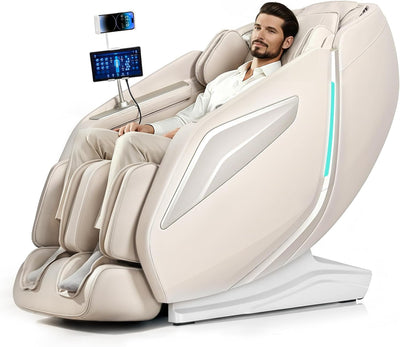 HealthRelife HR337 Luxury 4D Zero Gravity Massage Chair | 55" S+L Track | AI Body Scan | Beige