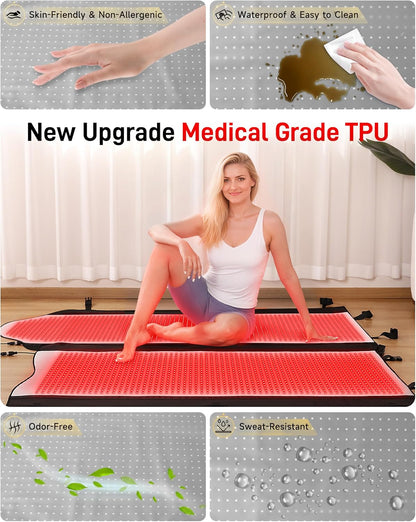 2026 Upgraded Triple-Mode Red Light Therapy Mat for Full Body Pain Relief, FSA&HSA Eligible 72.0" X 33.4" Medical-Grade TPU Infrared Red Light Bed with 2600 Dual-Wave Leds (Black)