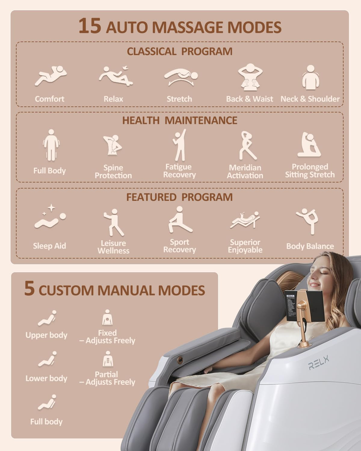 Massage Chair Full Body with Body Scan, Zero Gravity, Sl-Track, White