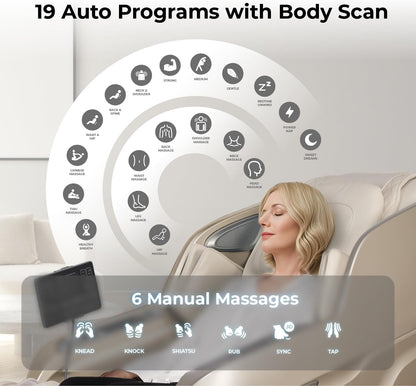 4D Achilles L 360 Rotating Footrest L Full Body Massage Chair L Zero Gravity L 360 Kenading Calfrest L Lumbar Heating L Touchscreen Controller L Auto Body Scan L Bluetooth Speaker (Black)