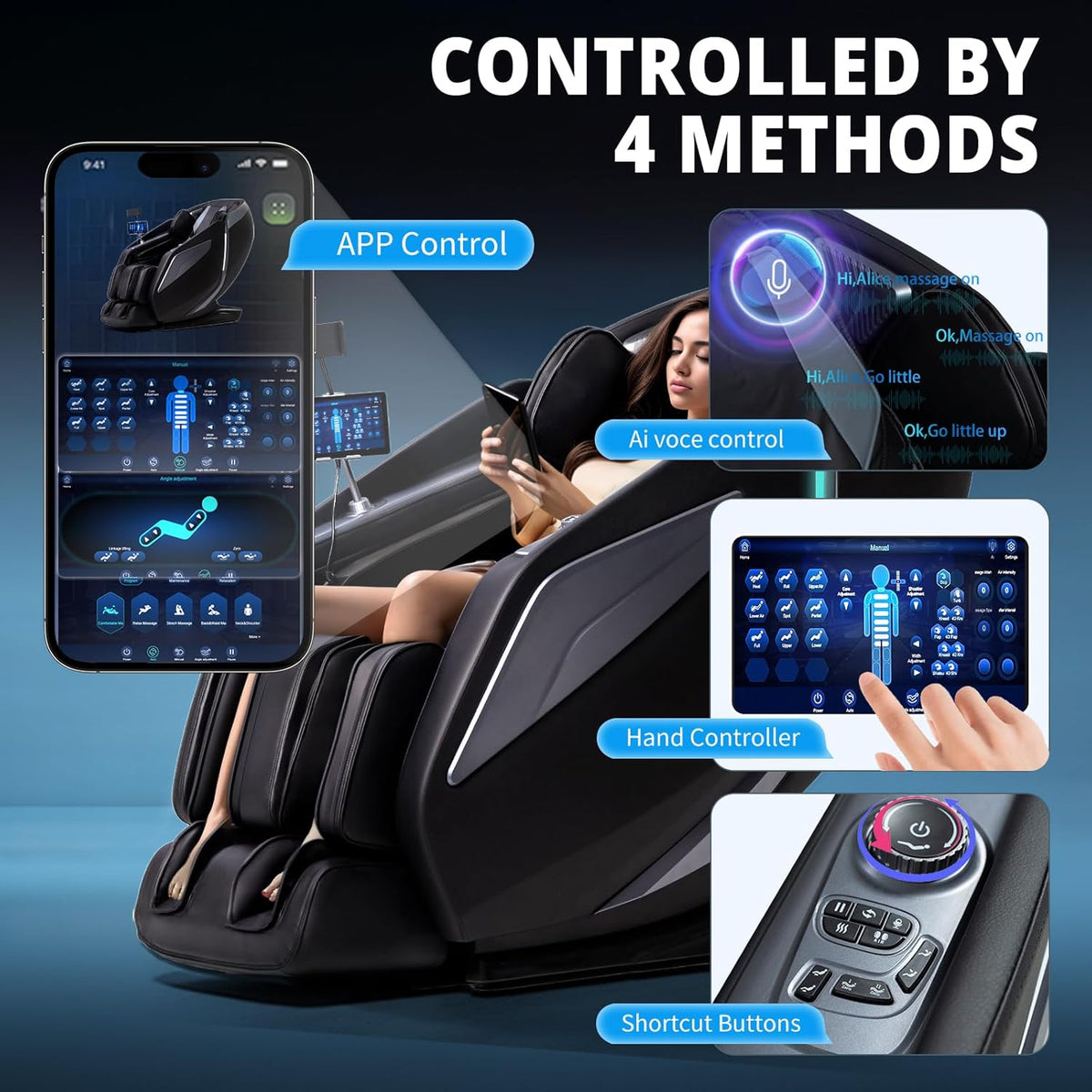 4D Massage Chair Full Body Zero Gravity Recliner,55“ Sl-Track Massage Chair