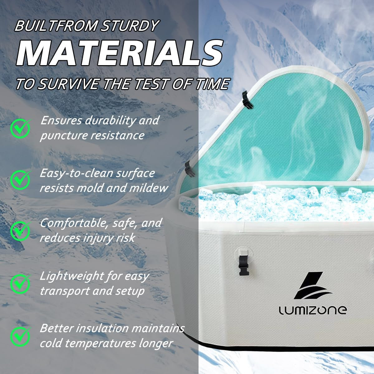 Inflatable Cold Plunge Tub 132 Gallons Capacity Ice Bath White