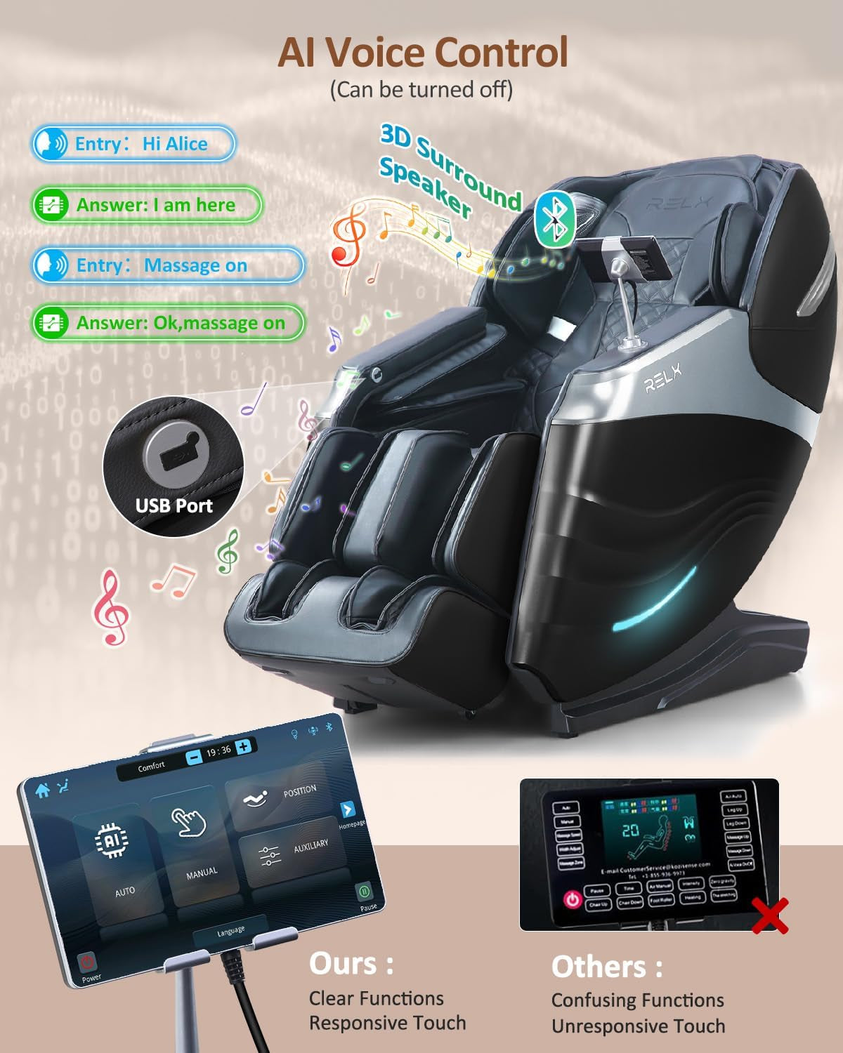 Massage Chair Full Body with Body Scan, Zero Gravity, Sl-Track, Black
