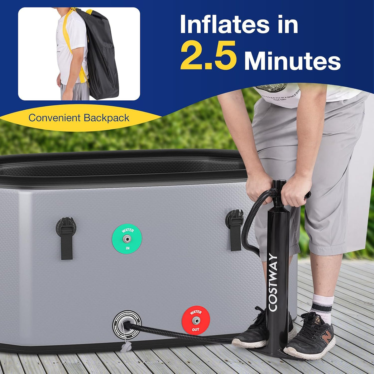 XL 129 Gal Oval Ice Bath Tub with Cover