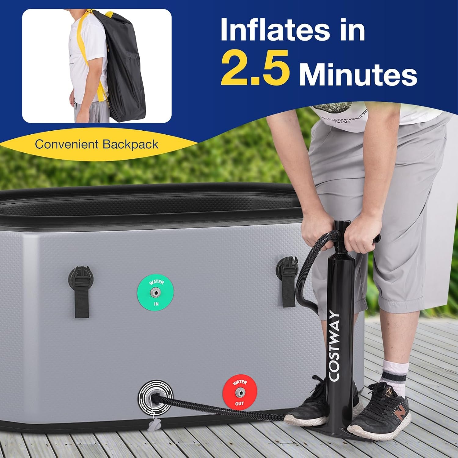 XL 129 Gal Oval Ice Bath Tub with Cover
