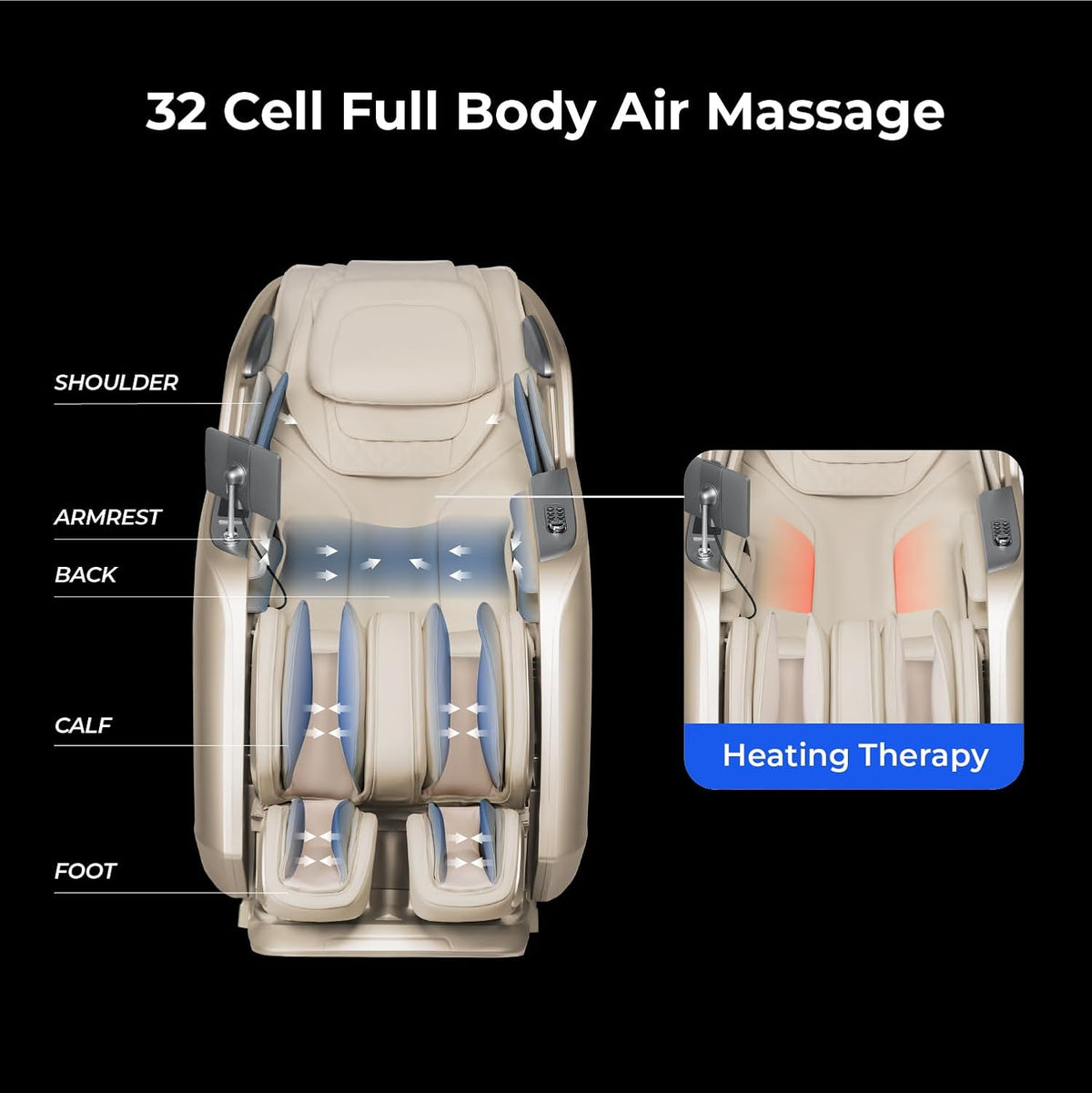 4D Achilles L 360 Rotating Footrest L Full Body Massage Chair L Zero Gravity L 360 Kenading Calfrest L Lumbar Heating L Touchscreen Controller L Auto Body Scan L Bluetooth Speaker (Black)