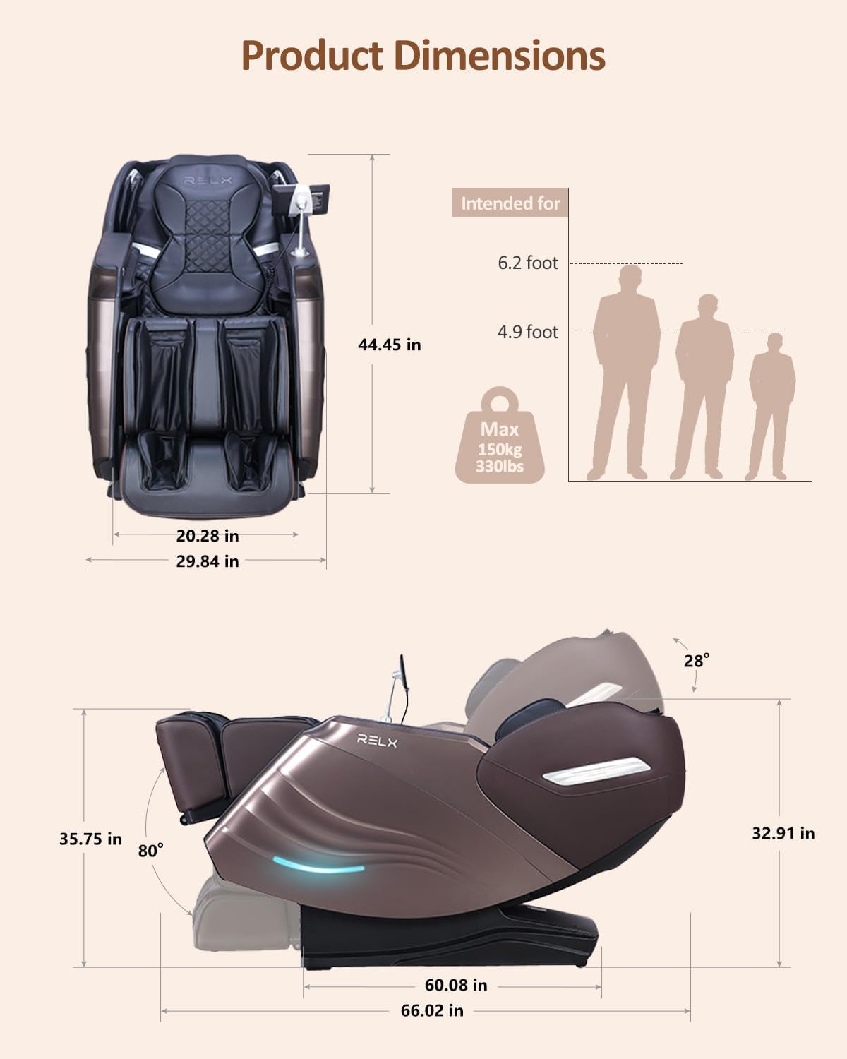 Massage Chair Full Body with Body Scan, Zero Gravity, Sl-Track, Brown