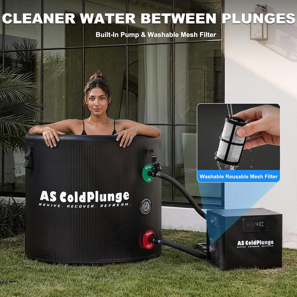 1/3 HP Ice Bath Chiller & 120 Gal Cold Plunge Tub Kit