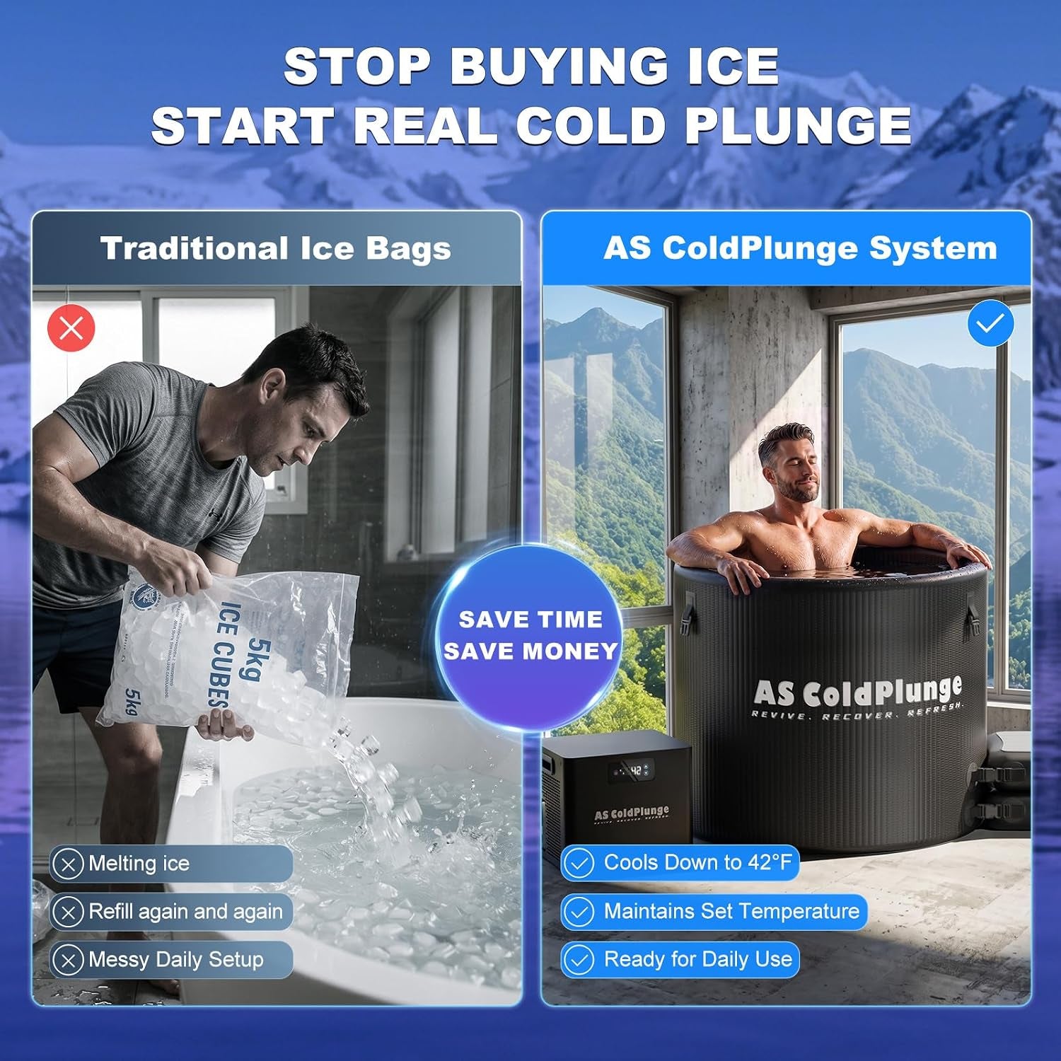 1/3 HP Ice Bath Chiller & 120 Gal Cold Plunge Tub Kit
