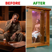 6-Person Cedar Infrared Sauna with 10 Carbon Heaters — Before & After
