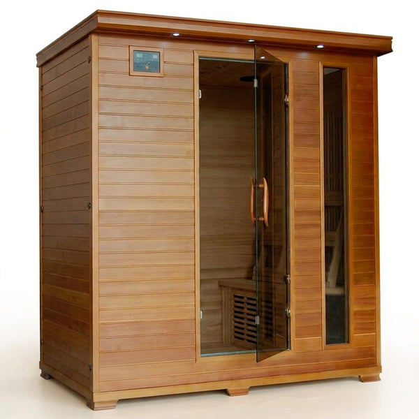 6-Person Cedar Infrared Sauna with 10 Carbon Heaters — Studio Shot