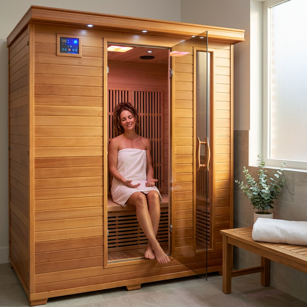 Infrared Sauna Built for Family Wellness, Canadian Red Cedar, 10 Carbon Heaters, Ultra-Low EMF Technology