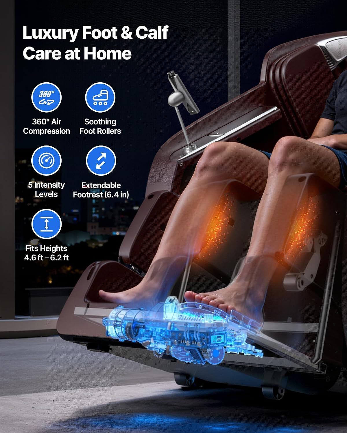 Massage Chair, 4D Full Body Zero Gravity Recliner with SL Track, Yoga Stretch, AI Voice Control, Heat, Foot Roller, Retractable Pedal, 36 Airbags, LCD, Armrest Controls, Rolling Base