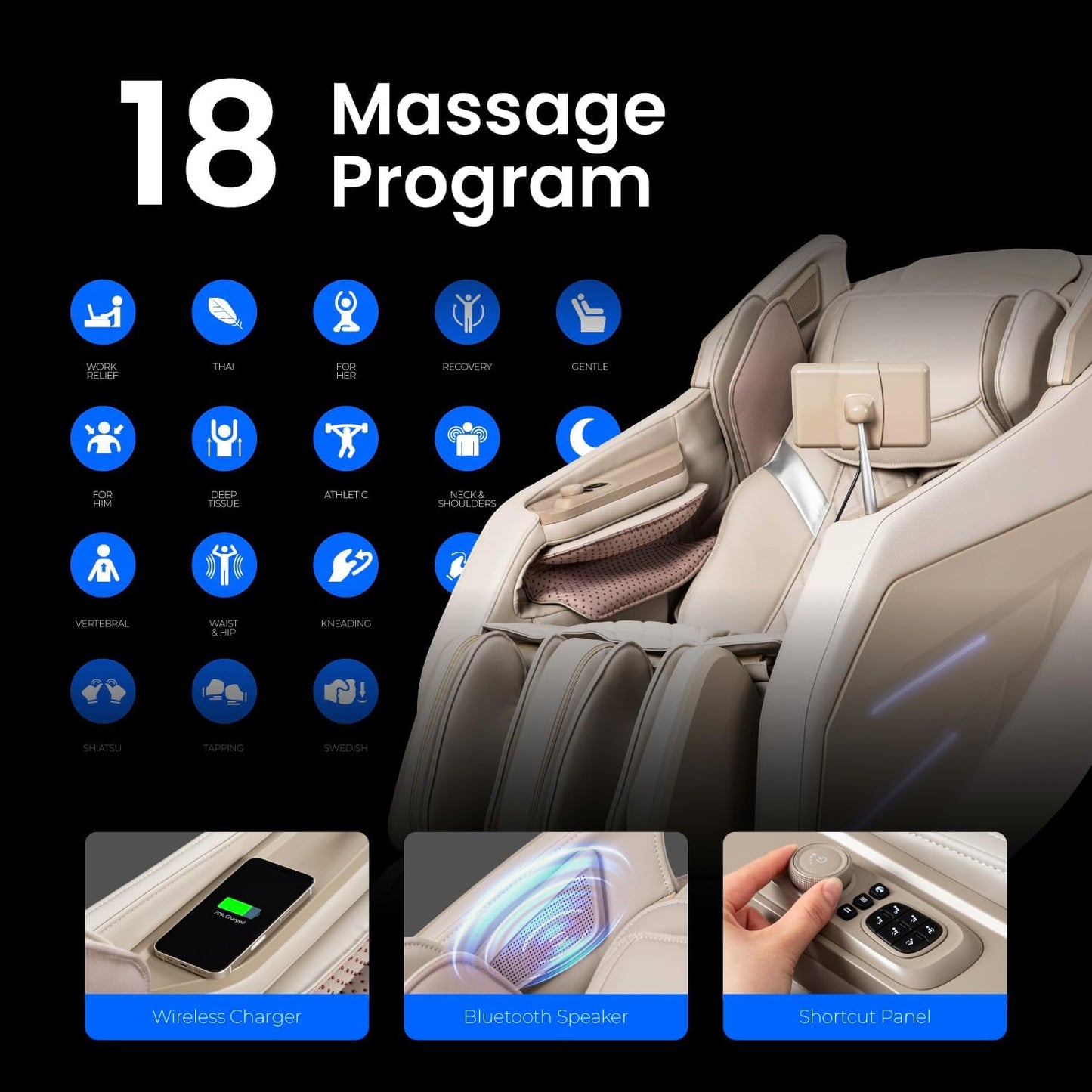 Osaki OS-3D Champ II | Brown Full Body Massage Chair | 3D Sl-Track Massage | Zero Gravity | Lumbar Heating | Touchscreen Controller | Auto Body Scan | Bluetooth Speaker