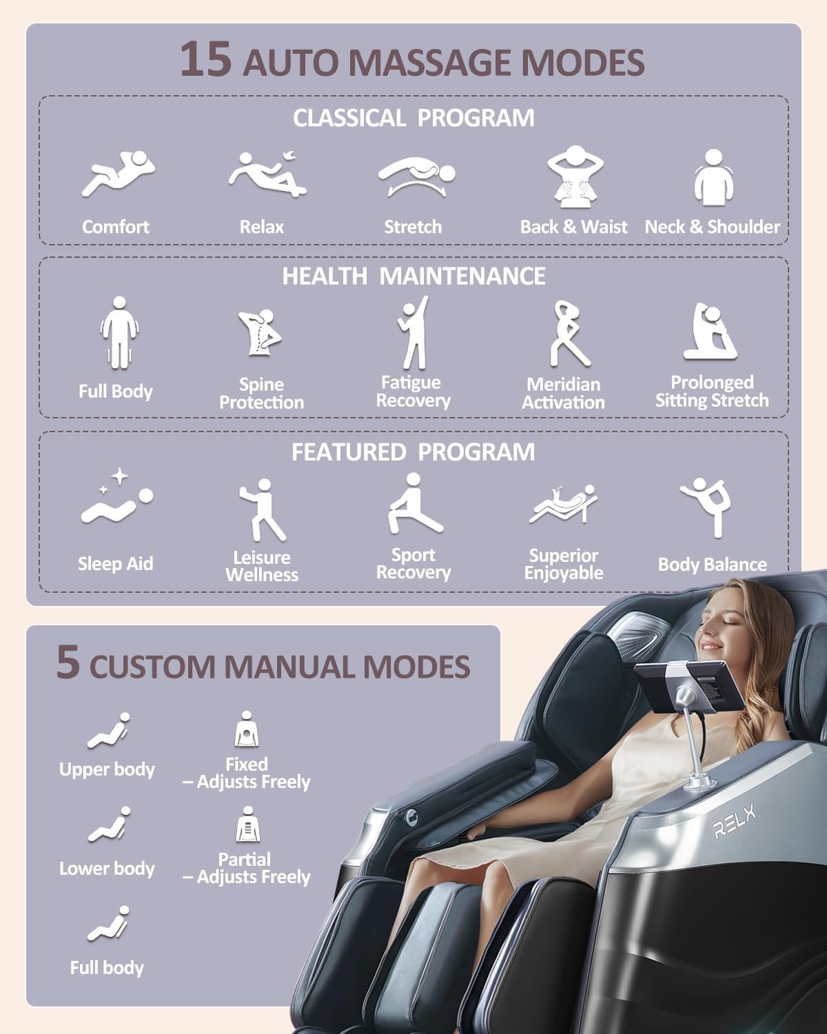 Massage Chair Full Body with Body Scan, Zero Gravity, Sl-Track, Black