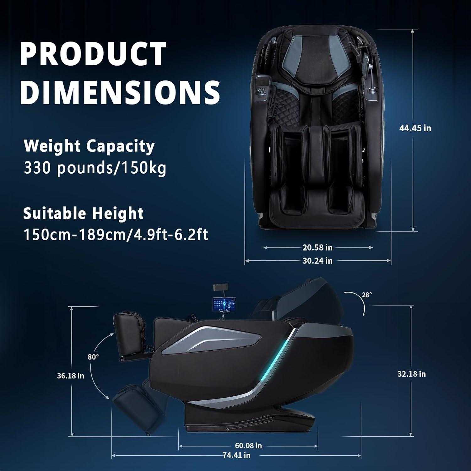 4D Massage Chair Full Body Zero Gravity Recliner,55“ Sl-Track Massage Chair