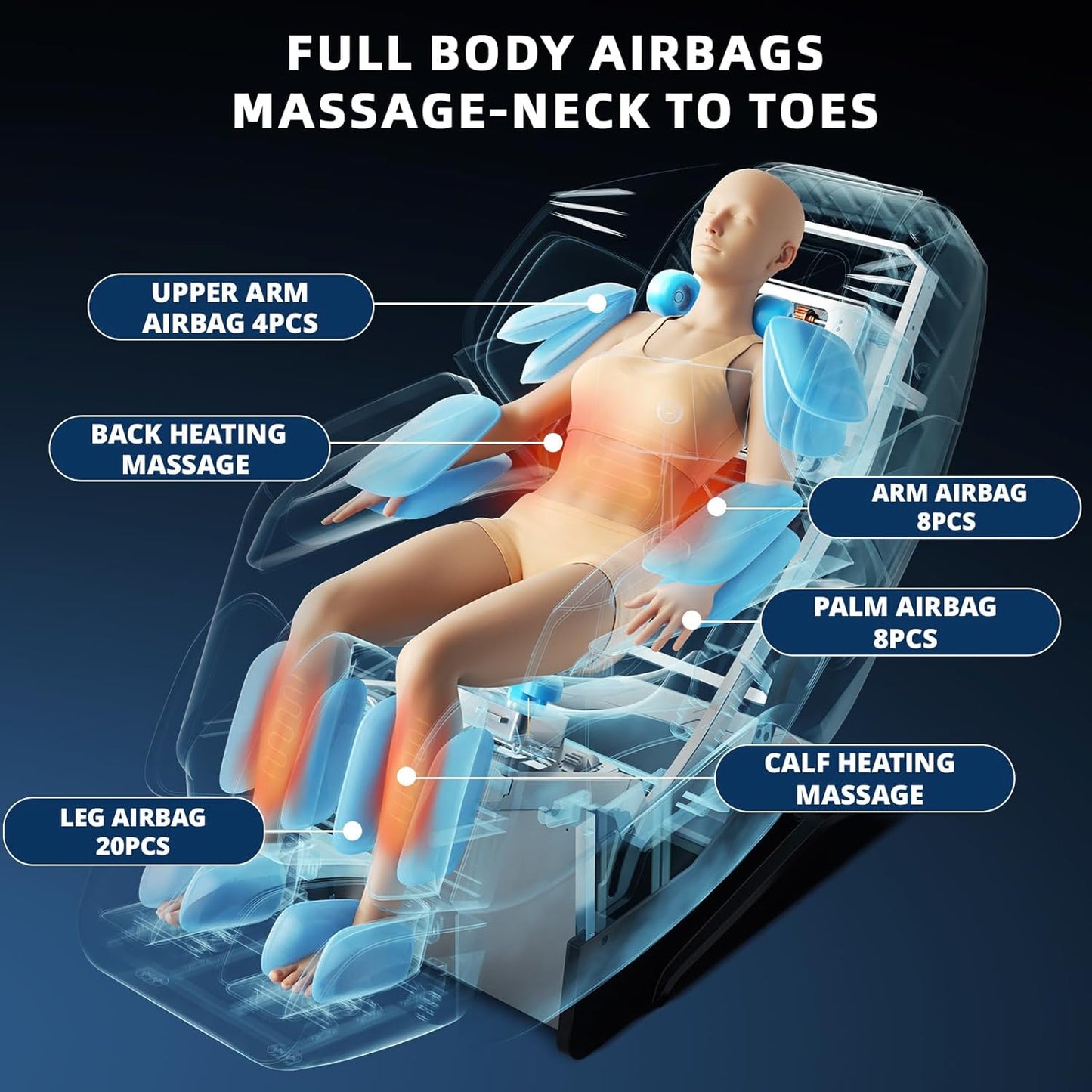 4D Massage Chair Full Body Zero Gravity Recliner,55“ Sl-Track Massage Chair