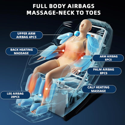 4D Massage Chair Full Body Zero Gravity Recliner,55“ Sl-Track Massage Chair