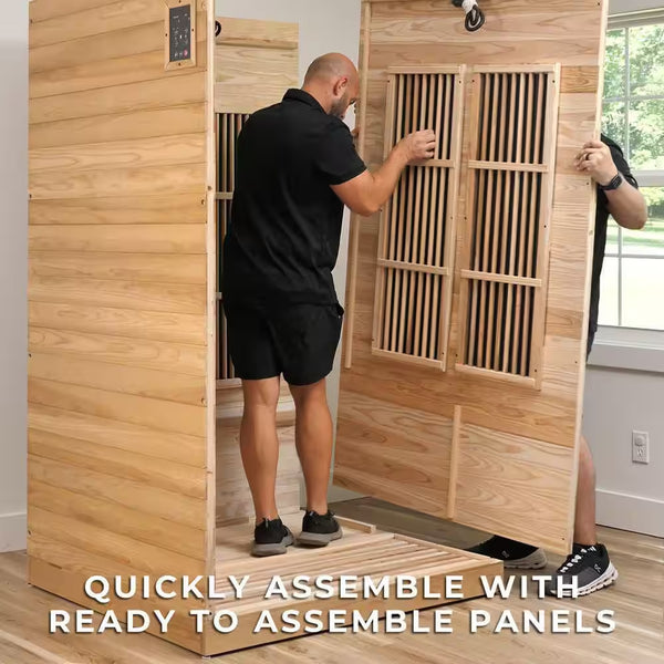 Backyard Discovery Rylan Luxury 2-Person Cedar Infrared Sauna | Red Light Therapy | Chromotherapy | Bluetooth Audio