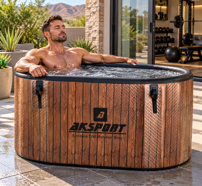 AKSPORT 151-Gallon Wood Grain Cold Plunge Tub | Chiller Ready | Portable Ice Bath