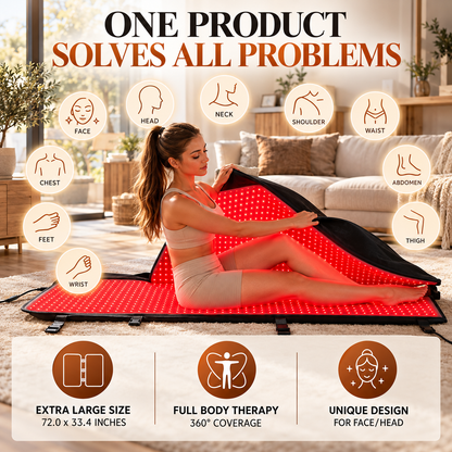 ADRACY Premium Full Body Red Light Therapy Mat – Triple-Mode Red & Near Infrared Therapy | 2,600 Dual-Wave LEDs | Medical-Grade TPU | 72" × 33.4" | FSA/HSA Eligible