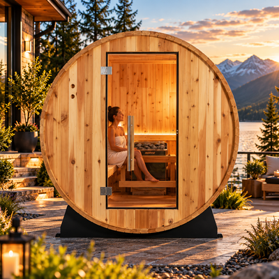 Almost Heaven Duet 2-Person Outdoor Barrel Steam Sauna | 6 kW Heater | 240V | Traditional Outdoor Wellness