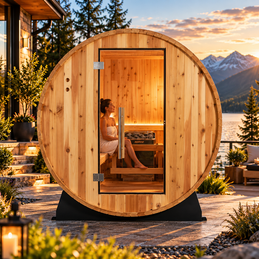 Almost Heaven Duet 2-Person Outdoor Barrel Steam Sauna | 6 kW Heater | 240V | Traditional Outdoor Wellness
