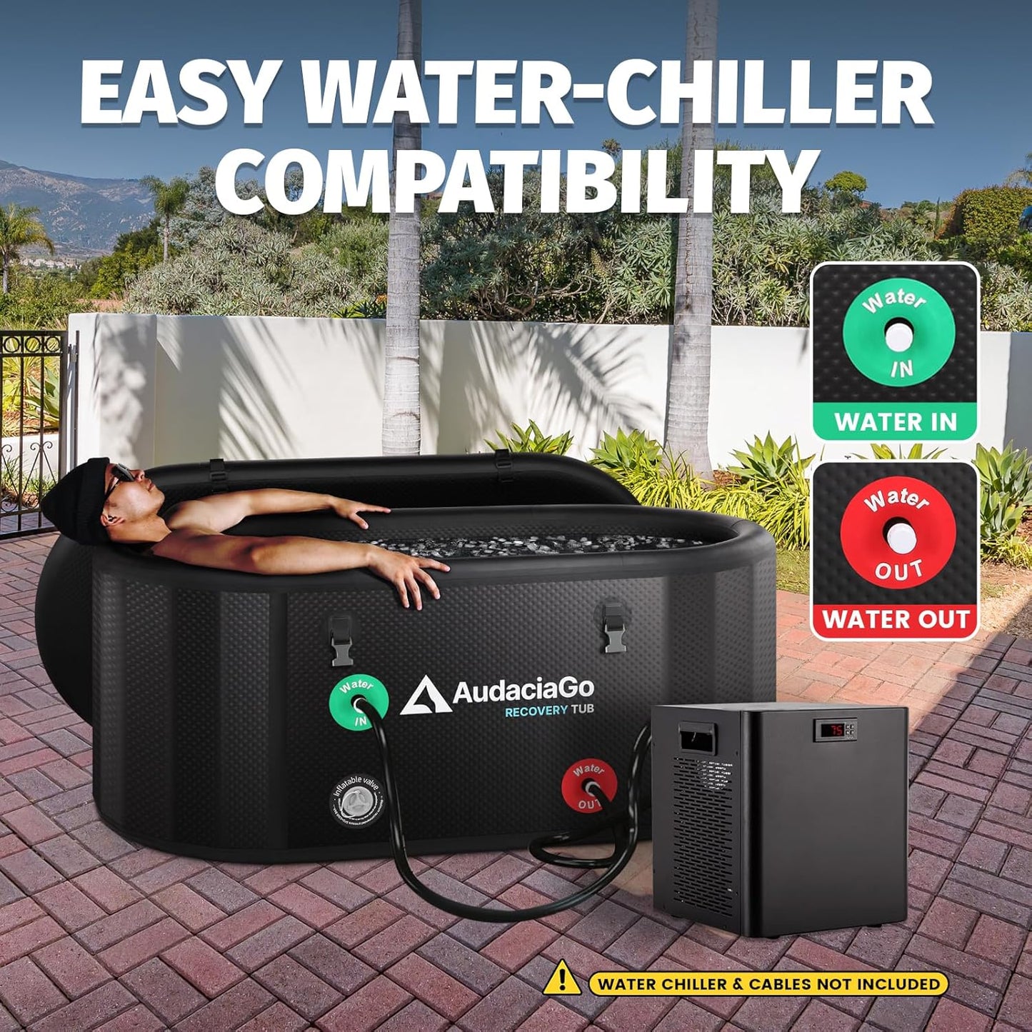 AudaciaGo XXL 216-Gallon Cold Plunge Tub | Premium Chiller-Ready Ice Bath with Insulated Lid