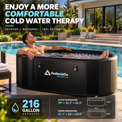AudaciaGo XXL 216-Gallon Cold Plunge Tub | Premium Chiller-Ready Ice Bath with Insulated Lid