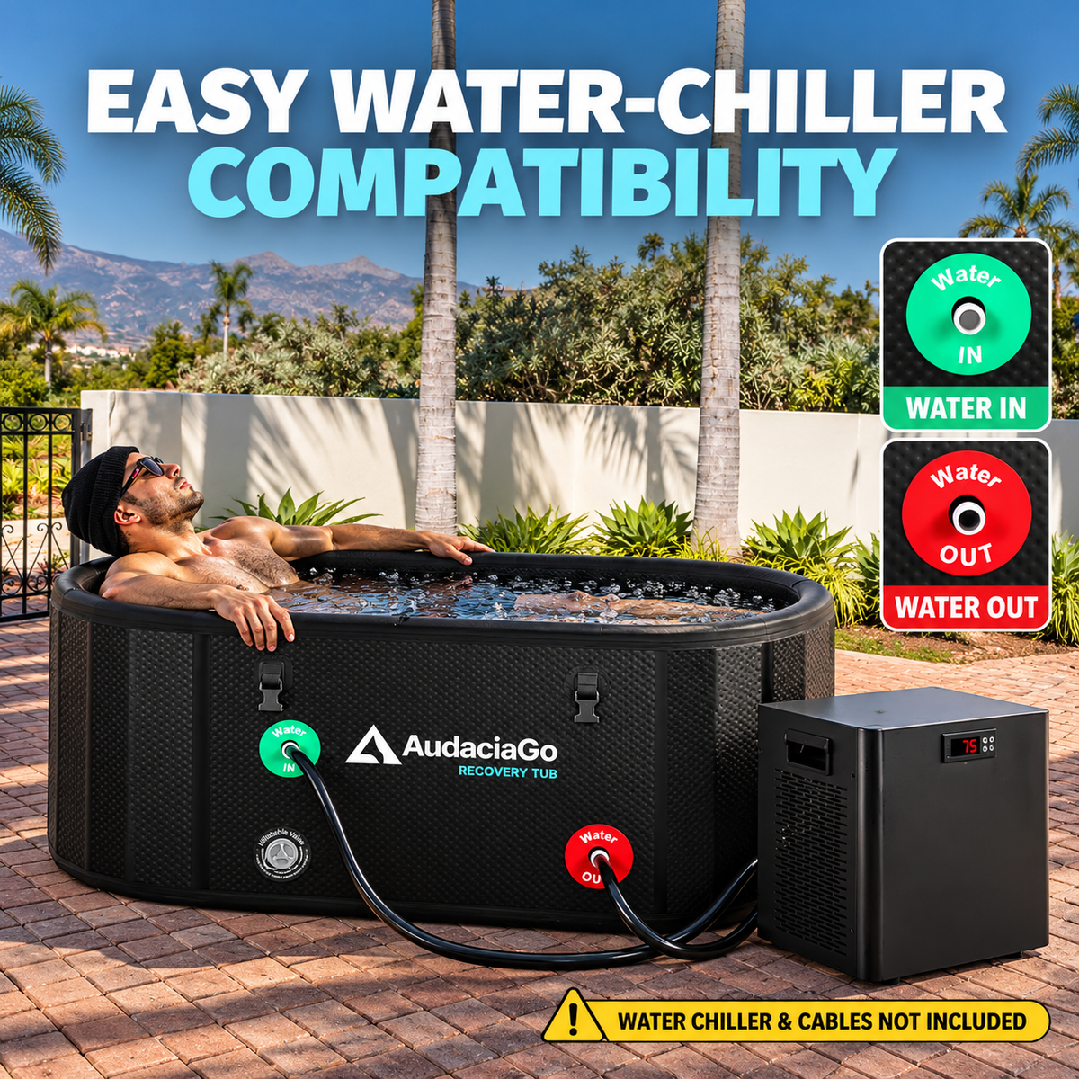 AudaciaGo XXL 216-Gallon Cold Plunge Tub | Premium Chiller-Ready Ice Bath with Insulated Lid