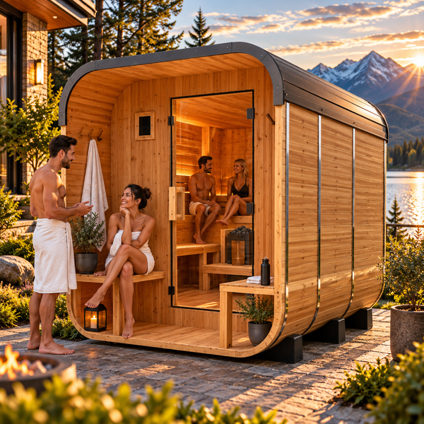 Backyard Discovery Lennon Luxury 4–6 Person Outdoor Cedar Cube Sauna | Wi-Fi Smart Control | PrairieFire 9kW Heater