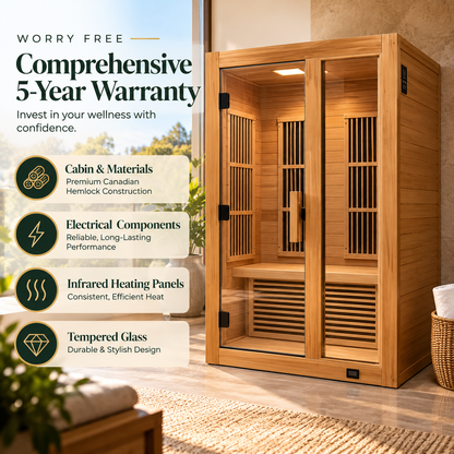 Backyard Discovery Rylan Luxury 2-Person Cedar Infrared Sauna | Red Light Therapy | Chromotherapy | Bluetooth Audio