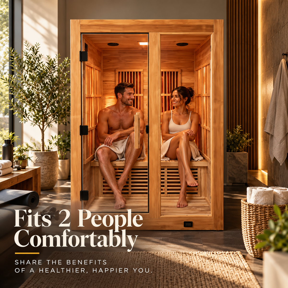 Backyard Discovery Rylan Luxury 2-Person Cedar Infrared Sauna | Red Light Therapy | Chromotherapy | Bluetooth Audio