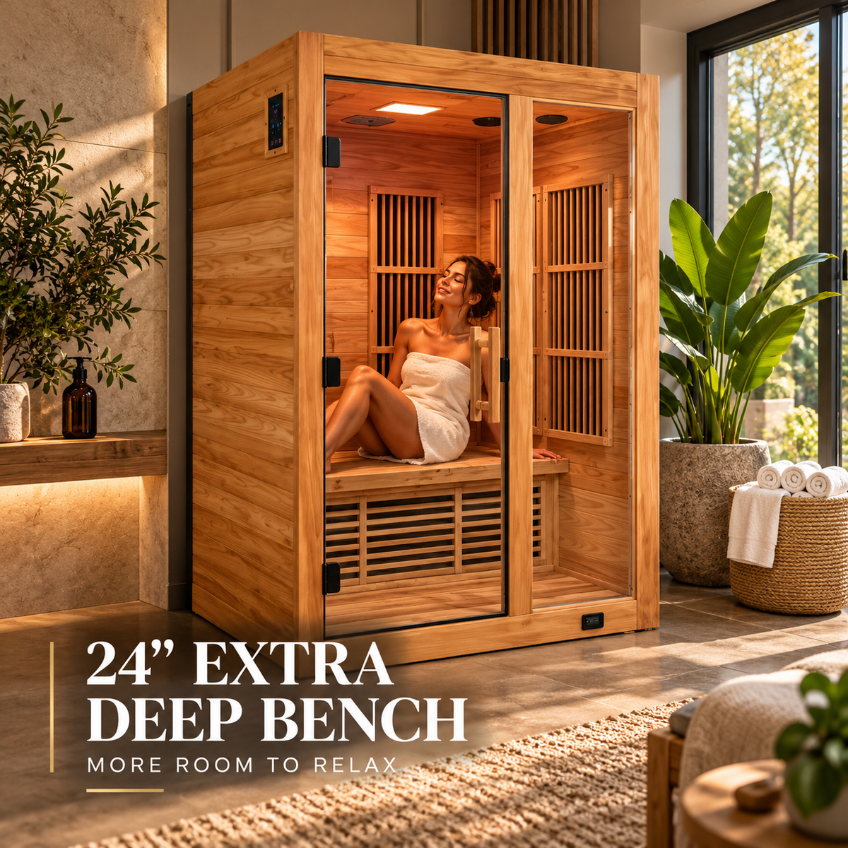 Backyard Discovery Rylan Luxury 2-Person Cedar Infrared Sauna | Red Light Therapy | Chromotherapy | Bluetooth Audio