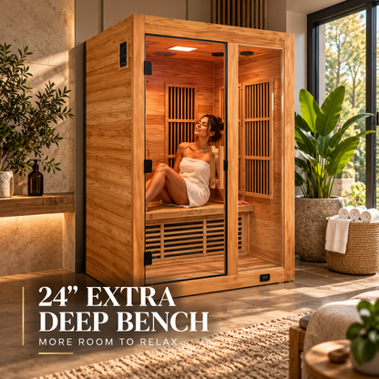 Backyard Discovery Rylan Luxury 2-Person Cedar Infrared Sauna | Red Light Therapy | Chromotherapy | Bluetooth Audio