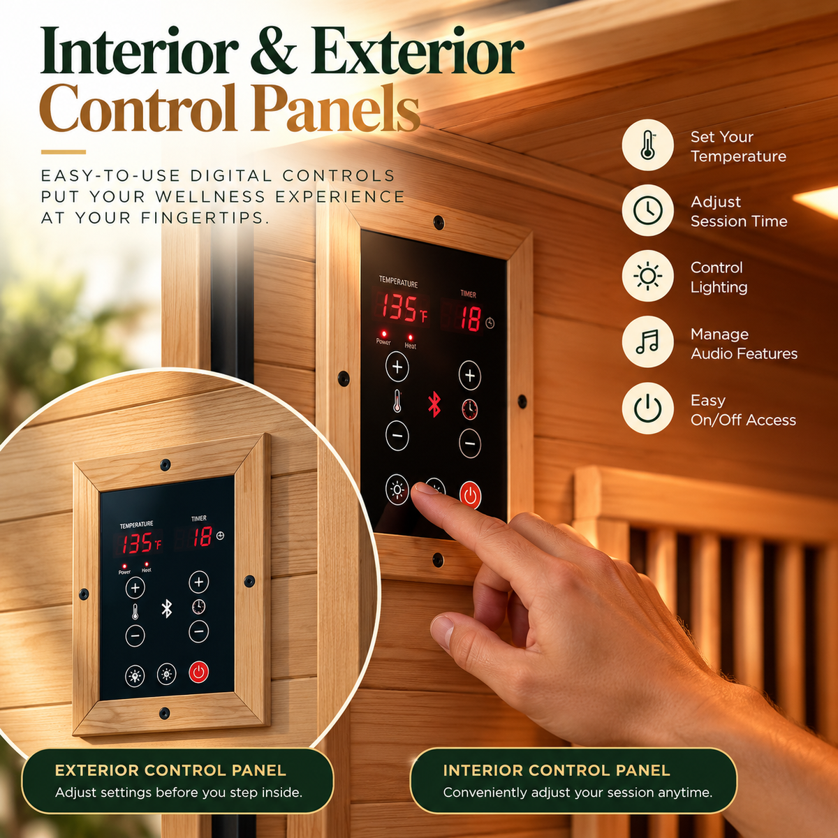 Backyard Discovery Rylan Luxury 2-Person Cedar Infrared Sauna | Red Light Therapy | Chromotherapy | Bluetooth Audio