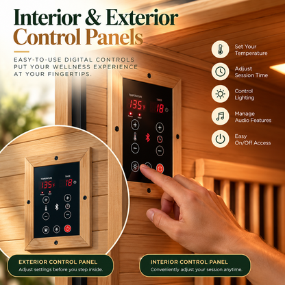 Backyard Discovery Rylan Luxury 2-Person Cedar Infrared Sauna | Red Light Therapy | Chromotherapy | Bluetooth Audio