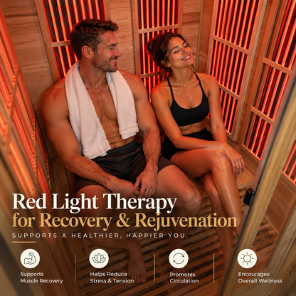 Backyard Discovery Rylan Luxury 2-Person Cedar Infrared Sauna | Red Light Therapy | Chromotherapy | Bluetooth Audio