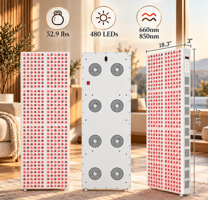 Bontanny Full Body Red Light Therapy Panel – 480 Dual-Chip Clinical Grade LEDs | 660nm & 850nm Red & Near Infrared Light | 800W High-Power Panel | Timer | Stand Sold Separately